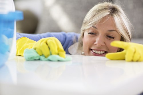 Carpet cleaning process in progress at a UK property